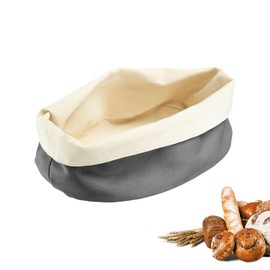 Westmark Brottasche Oval – Stoff-Brotkorb für Brot, Brötchen, Gebäck & Obst – Moderne Brotaufbewahrung aus Baumwolle – Anthrazit/Beige, 25 x 18 cm