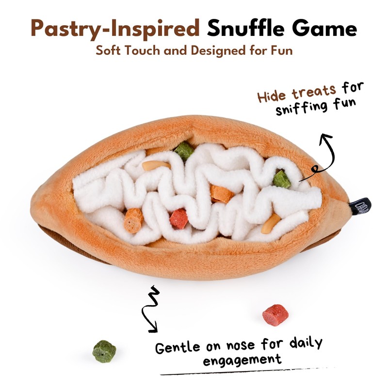 CHEWFFON Chocolate Éclair Dog Snuffle Toy, Layered Treat Enrichment