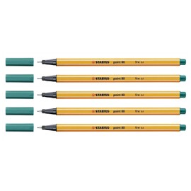 STABILO Point 88 Fine Point 0.4mm Turquoise Ballpoint Pen - Pack of 5