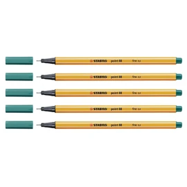 STABILO Point 88 Fine Point 0.4mm Turquoise Ballpoint Pen - Pack of 5