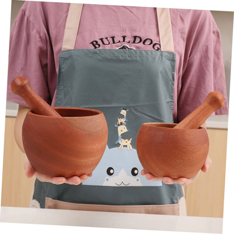 iplusmile 1 Set Wooden Garlic Masher Handheld Pestle for Grinding