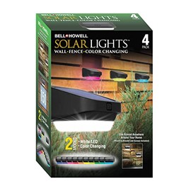 Bell+Howell Solar Deck Fence Lights Outdoor Step Light Waterproof Solar Fence Lights for Patio, Stairs, Pathway, Porch, Driveway, Yard or Garden Decor, White/LED Color Glow Lighting - 4 Packs