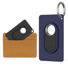 [Pack of 2] Card Holder for Galaxy SmartTag2, MOWYEOK Soft TPU Ultra Thin Card Holder, with Keyring, Suitable for Wallets, Handbags, Backpacks (Black + Blue)