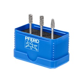 PFERD 3-Piece Carbide Bur Set – Micro Cut, 1/8" Shank, Precision Grinding & Deburring, Includes Plastic Case - Part 27550