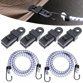 FEDOEY 2 PCS Car Wind Protector Cover Gust Straps, 5.08ft Wear-Resistant Automotives Tensile Strap with 4 Windproof Clip, Universal for Most Cars (White)