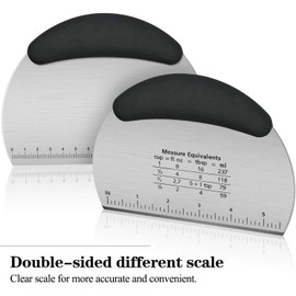 Dough Scraper, Pastry Scraper, Bench Scraper, Multi-Purpose Stainless Steel Griddle Scraper Chopper Dough Cutter with cm + Inches Measurement Scale