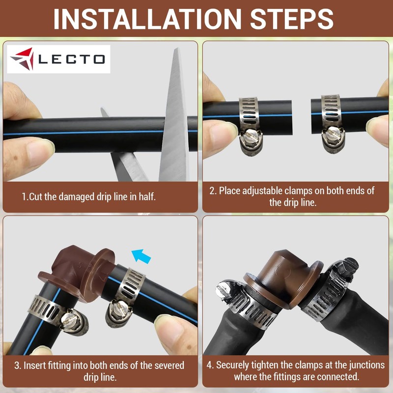 LECTO Universal 5/8", 1/2", .700" Drip Line Repair Kit –