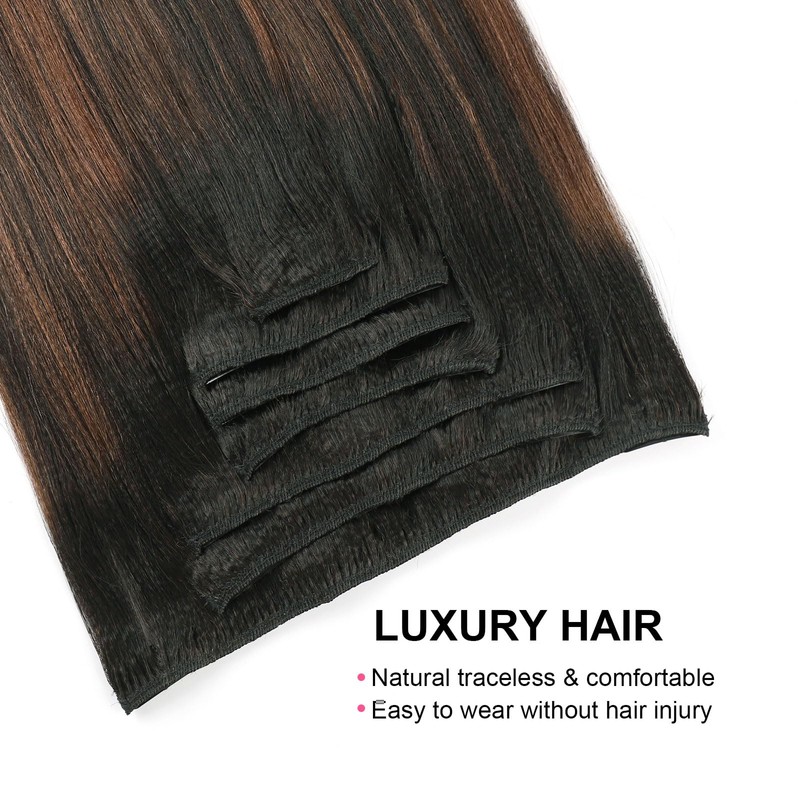 ABH AMAZINGBEAUTY HAIR Light Yaki Clip ins Rooted Black Piano