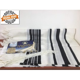 100% Wool Tallit Prayer Shawl Prima a a (Black) Size 51" L X 71" W