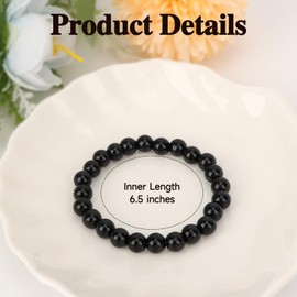 MOTIBACK Crystal Bracelets - Black Obsidian Beaded Bracelet, Gemstone Healing Jewellery for Anxiety Relief, Stretch Bead Bracelet for Women & Men