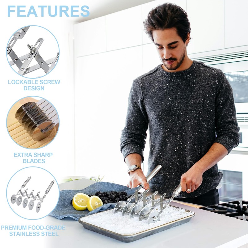 5-Wheel Professional Pastry Cutter - Stainless Steel Pizza & Dough
