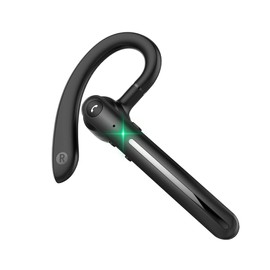 IHAO Single Ear Wireless Bluetooth Earphone Noise Cancelling Stereo Dual HD Mic Headphone Earpiece 16Hrs Hands-Free Calling in-Ear Headset Painless Firm Wear for Driving/Business/Office/Trucker