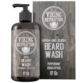 Best Deal Beard Wash Shampoo w/Argan & Jojoba Oils - Softens & Strengthens - Natural Peppermint and Eucalyptus Scent - Beard Shampoo w/Beard Oil (17 oz Shampoo)