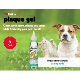 Petkin Plaque Remover Gel – Cleans Teeth and Gums, Removes Plaque and Tartar - Freshens Breath and Whitens Teeth with Baking Soda - Ideal for Daily Use, No Brushing or Rinsing - 4fl oz (2pk)
