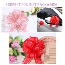 6 PCS Large Pull Bows,red Gift Bow,6 inches,Christmas,Party Birthday Gift Wedding Ribbon Bows for Wrapping Boxes or Flower Decorations,Valentine's Day Gift Decorations(red)