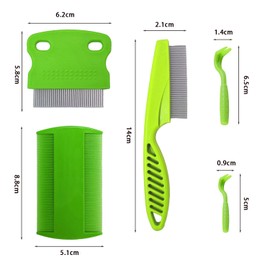 Lice Comb, 3 Pieces with 2 Tick Tweezers Stainless Steel Comb Double Sided Comb Lice Comb for Pets Lice Combination Set (Green)