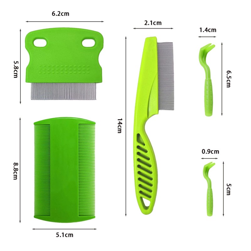 Lice Comb, 3 Pieces with 2 Tick Tweezers Stainless Steel
