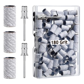 200 Pcs Nails Sanding Band 180 Grit Mini Sanding Band with 2 Pcs 3/32” Nail-Sanding Bit for Natural Nail, Gel Nail, Acrylic Nails, Manicure and Pedicure