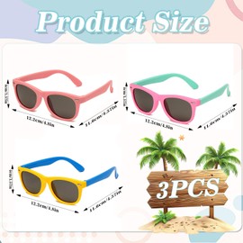3 Pack Kids Sunglasses, Polarized UV Protection Toddler Sunglasses for Boys and Girls, Baby Sunglass, Stylish Children's Sunnies for Outdoor, Beach, School, Travel, And Party Wear