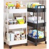 3-Tier Plastic Rolling Utility Cart Storage Cart Organizer with Wheels