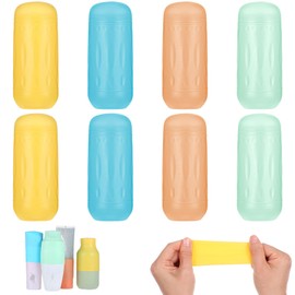 Tyqour 8Pcs Silicone Bottle Covers for Traveling Portable Leak Proof Travel Bottle Covers Elastic Silicone Covers for Travel Toiletries Essentials for Women Men, Fits Various Travel Size Bottles