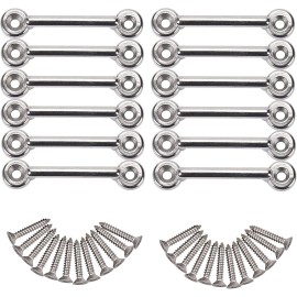 Amarine Made 12Pc Stainless Steel Bimini Top Strap Pad Eye Footman's Loop Tie Down Kayak Loop