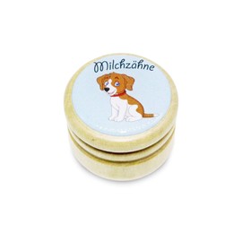GICO Milk Tooth Box, Tooth Box, Milk Teeth, Picture Box with Various Motifs Made of Wood for Boys and Girls with Screw Cap 44 mm (Dog)
