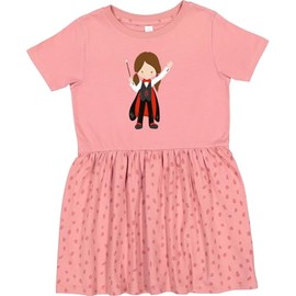 inktastic Magician Girl, Brown Hair, Magic Trick, Wand Toddler Dress 3T Mauve with Speckles 447c1