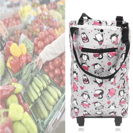 Portable Grocery Cart, Foldable Heavy Duty Grocery Cart, Washable Flexible Wheels for Camping for Youth