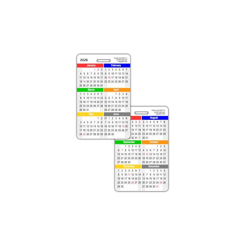 2026 Monthly Calendar Badge Card Vertical (1 Card)
