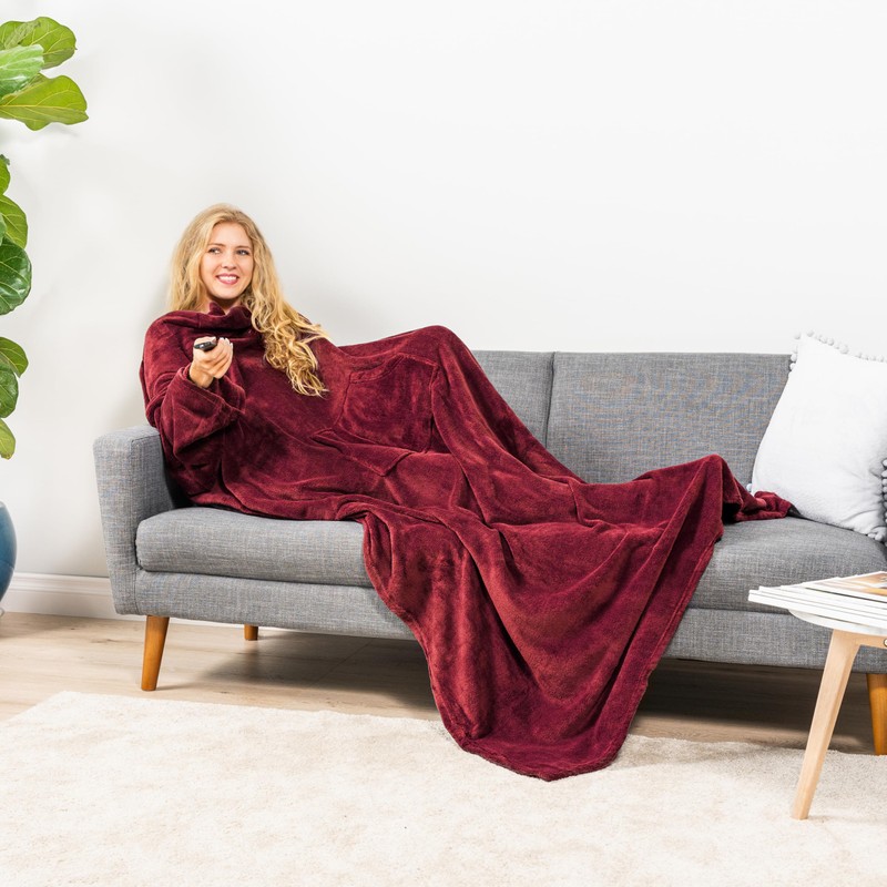 Premium Fleece Blanket with Sleeves by Pavilia | Warm, Cozy,