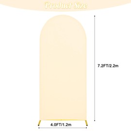 Wedding Arch Cover 7.2FT Beige Spandex Fitted Arch Cover Round Top Stand Covers Double-Side Stretchy Chiara Cover Backdrop Cover for Wedding Banquet Birthday Party Ceremony Baby Shower Decoration