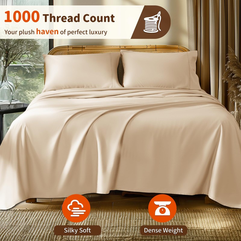 LBRO2M 1000 Thread Count 100% Egyptian Cotton Sheets Set King