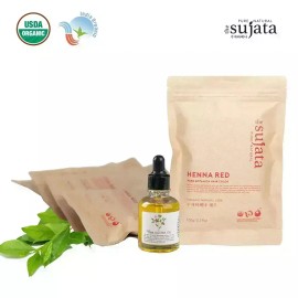Sujata Hena 수자타헤나 5개세트(천연헤나염색 천연염색) [레드4 브라운1 오일30m] Sujata Henna 5-Piece Set (Natural Henna Dye) [Red 4 Brown 1 Oil 30m]