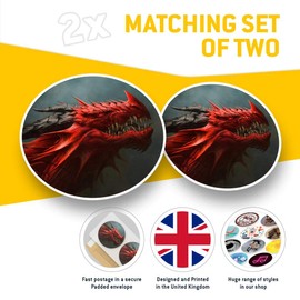 Vinyl Stickers (Set of 2) 7.5cm - Red Dragon Fantasy Scary Creature Gaming Laptop Tablet Luggage Scrapbook #46239