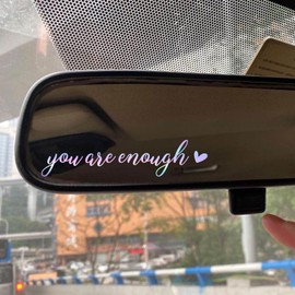 2 x Mirror Vinyl Decal You Are Enough Mirror Sticker Car Accessories Positive Decor Affirmations Mental Health Sticker Car Rearmirror Vinyl Sticker Gifts (Holography)
