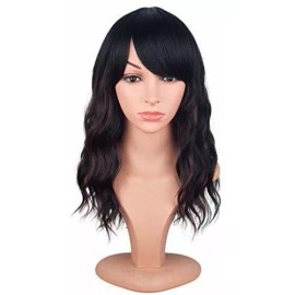 Symeiw Peluca Mezcla De Negro Marrón Ondulado 40cm Symeiw