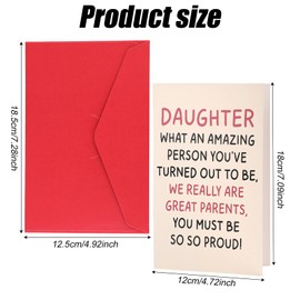 Daughter Birthday Card, 7.09x4.72in Greeting Cards Birthday Daughter with Envelope Thick Paper Encouragement Cards Birthday Card for Daughter from Mom and Dad