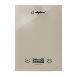 alpina Digital Kitchen Scales in g, lb, oz and ml, Precision Scale with Tare Function, Kitchen Accessories, 22 x 15.5 cm, Beige