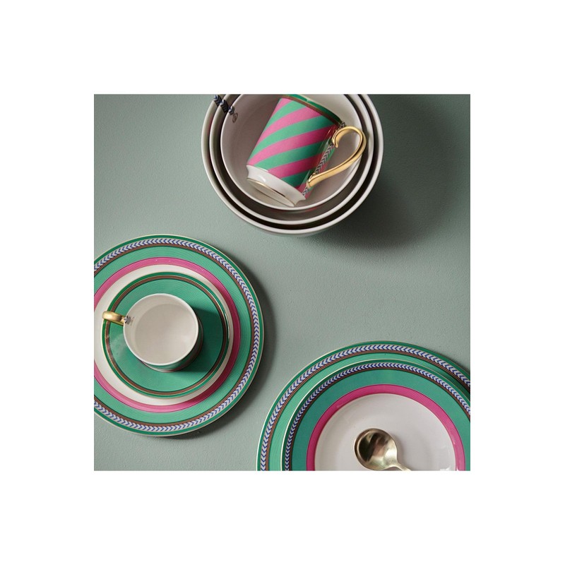Pip Studio Chique Stripes Soup Plate Pink/Green 23.5 cm