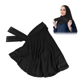 PFLYPF 1 x Hijab Tie Button Muslim Scarf Tie Practice Hijab for Girls Women Black One Size, black
