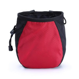 FUZVOL Climbing Chalk Bag Red Bucket Magnesium Chalk Bag with Belt Adjustable Pocket and Drawstring for Climbing Rock Outdoor Bouldering