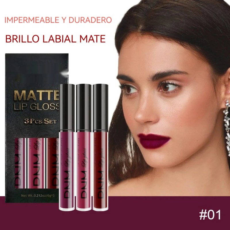 Kit Lápiz Labial Líquido Mate De Larga Impermeabl Y Duración