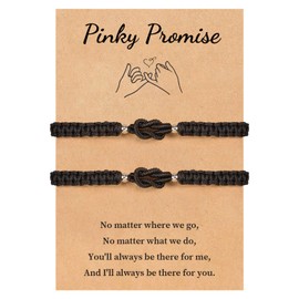 VU100 Partner Bracelet Couple Bracelet Gift for Couple Bracelets Friendship Bracelet Valentine's Day Christmas Birthday Gift for Boyfriend Girlfriend Husband Wife Family Friends (Black, Nylon, No