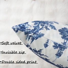 NIULAA Velvet Cushion Covers 45 x 45 Pack of 2 Double Sided Print Sofa Throw Pillows Vintage Decorative Cushions Square Cushion Cover 18x18 French Rustic Throw Pillow Cases Farmhouse Decor