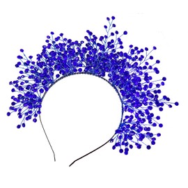 HNYYX Crystal Headpiece for Women, Hair Accessories for Wedding Festival Party Dresses,Boho Rhinestone Headband (Blue, One Size)