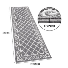 HEBE Indoor Door Mat 24”x71” Non Slip Front Door Welcome Mats Washable Shoe Mats Dirt Trapper for Entryway Low Profile Kitchen Carpet for Entrance Hallways Entrance Mat for Dogs