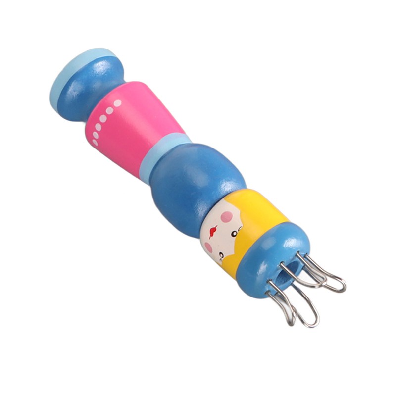 Wooden Knitter Spool Educational Doll Shape Portable Knitting Tool Kit
