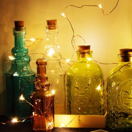 CANDLE CHOICE Waterproof Indoor Outdoor Battery Operated Copper Wire String Lights with Timer Starry Fairy 6.6ft Rope with 20 Mini Warm White LEDs Patio Garden Wedding Party Christmas Decoration 2 PCS