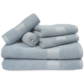 Maura Premium - Juego de toallas de baño 100 algodón. 6 toallas de baño de rizo suave de secado rápido ultra absorbentes para baño, hotel y spa,...   